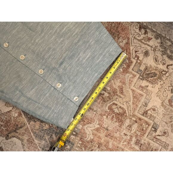 LOFT Linen SEA BLUE W/ SILVER THREADS, Button, Mini Skirt, SIZE 8 - Picture 3 of 9